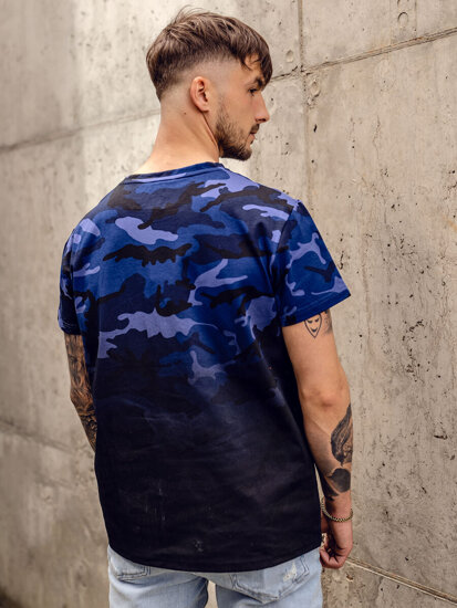 Bolf Herren T-Shirt mit Print Camo Dunkalblau  S808A1