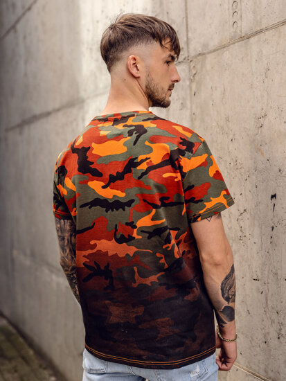 Bolf Herren T-Shirt mit Print Camo Grün-Orange  S808A1