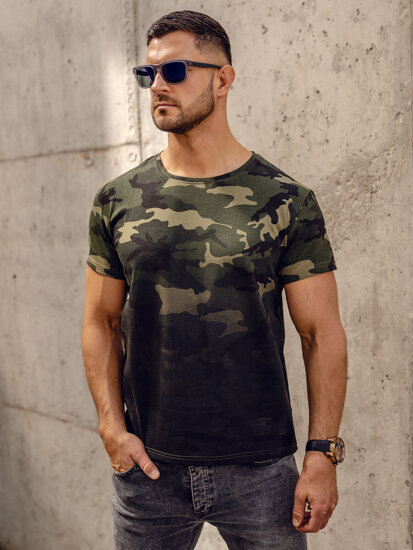 Bolf Herren T-Shirt mit Print Camo Khaki  S808A1