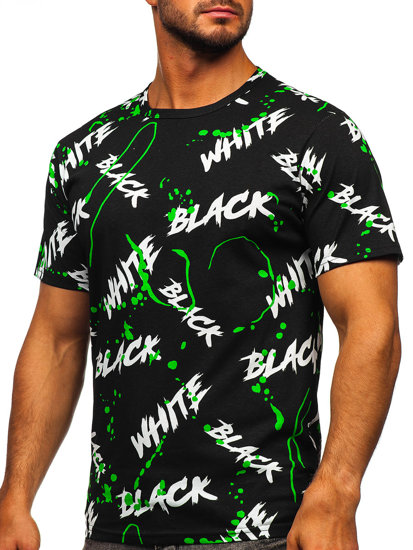 Bolf Herren T-Shirt mit Print Schwarz-Grün  14939