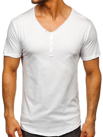 Bolf Herren T-Shirt mit V-Ausschnitt Weiß 4049