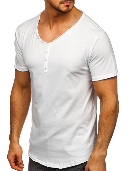 Bolf Herren T-Shirt mit V-Ausschnitt Weiß 4049