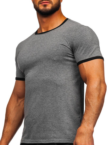 Bolf Herren T-Shirt ohne Aufdruck Schwarzgrau  8T83