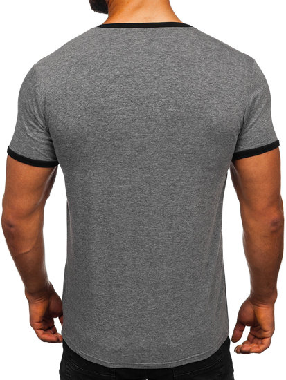 Bolf Herren T-Shirt ohne Aufdruck Schwarzgrau  8T83