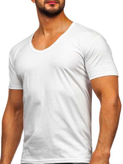 Bolf Herren T-Shirts mit V-Ausschnitt Weiß  9002-3P 3 PACK