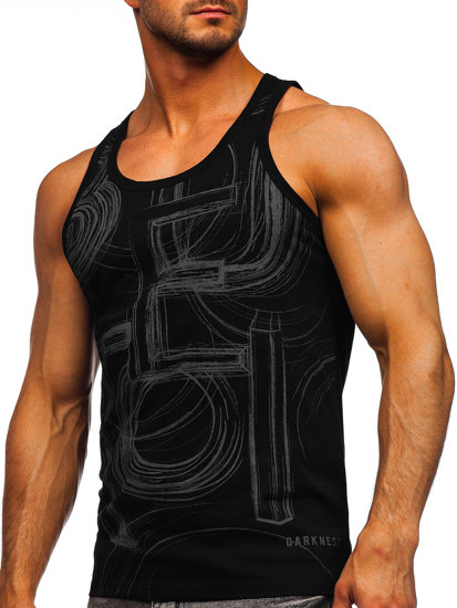 Bolf Herren Tank Top Boxershirt mit Motiv Schwarz  14846