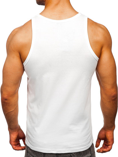 Bolf Herren Tank Top Boxershirt mit Motiv Weiß  14854