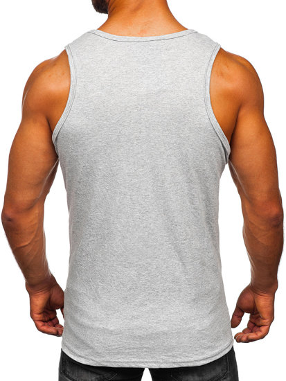 Bolf Herren Tank Top Uni ohne Motiv Grau  1205-1