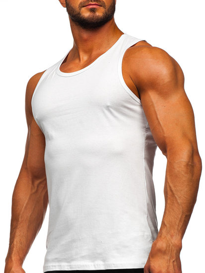 Bolf Herren Tank Top Uni ohne Motiv Weiß  1205-1