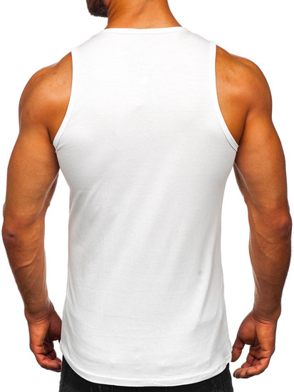 Bolf Herren Tank Top Uni ohne Motiv Weiß  1205-1