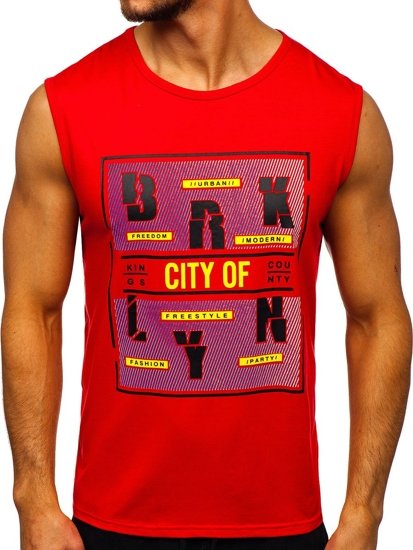 Bolf Herren Tank Top mit Motiv Rot  KS2091