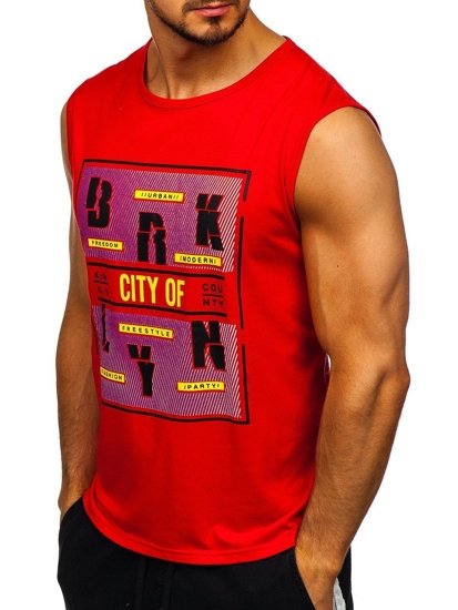 Bolf Herren Tank Top mit Motiv Rot  KS2091