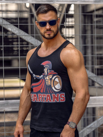 Bolf Herren Tank Top mit Motiv Schwarz  143025A