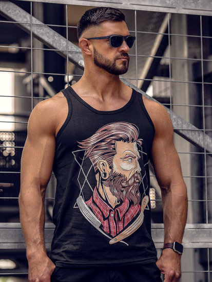 Bolf Herren Tank Top mit Motiv Schwarz  143032A