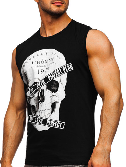 Bolf Herren Tank Top mit Motiv Schwarz  14807