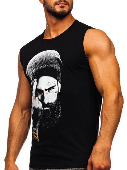 Bolf Herren Tank Top mit Motiv Schwarz  14812