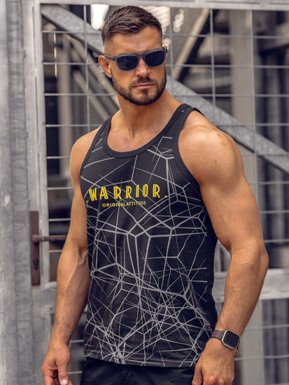 Bolf Herren Tank Top mit Motiv Schwarz  14845A