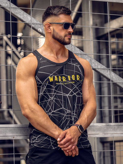 Bolf Herren Tank Top mit Motiv Schwarz  14845A