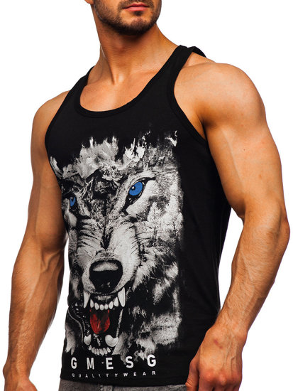 Bolf Herren Tank Top mit Motiv Schwarz  14850