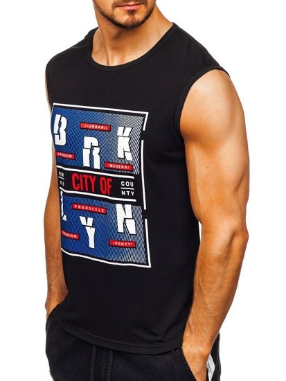 Bolf Herren Tank Top mit Motiv Schwarz  KS2091