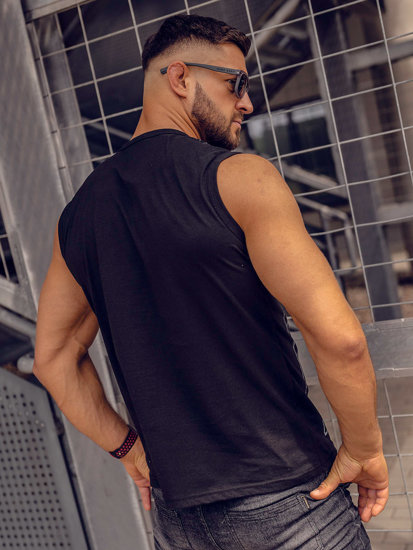 Bolf Herren Tank Top mit Motiv Schwarz-Schwarzgrau  14818A