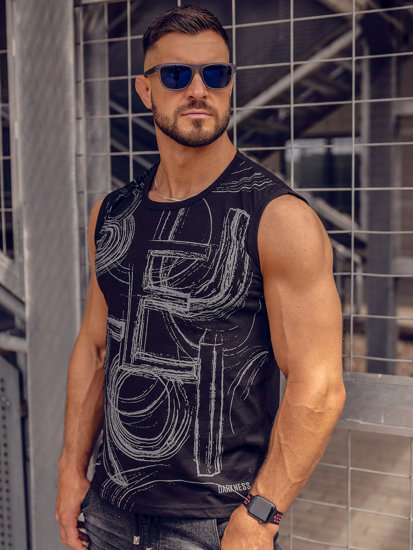 Bolf Herren Tank Top mit Motiv Schwarz-Schwarzgrau  14818A