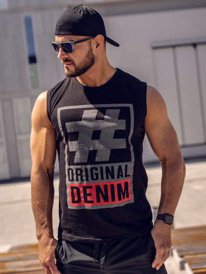 Bolf Herren Tank Top mit Motiv Schwarz-Schwarzgrau Bolf 19802A