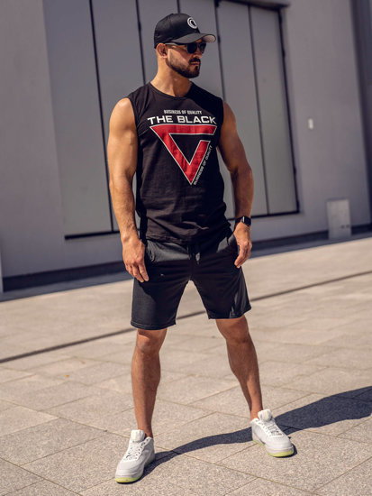 Bolf Herren Tank Top mit Motiv Schwarz14816A