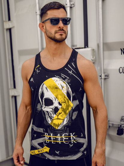 Bolf Herren Tank Top mit Motiv Schwarz14847A