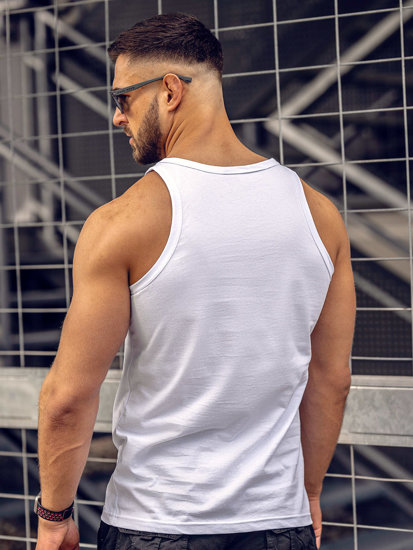 Bolf Herren Tank Top mit Motiv Weiß  143026A