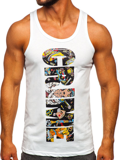 Bolf Herren Tank Top mit Motiv Weiß  143031