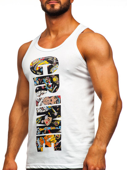 Bolf Herren Tank Top mit Motiv Weiß  143031