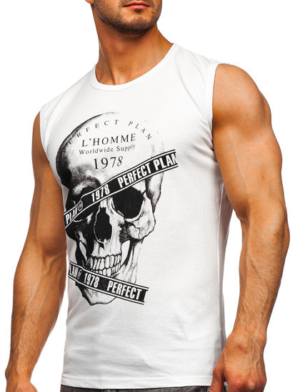 Bolf Herren Tank Top mit Motiv Weiß  14807