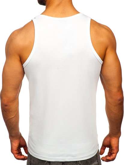 Bolf Herren Tank Top mit Motiv Weiß  14845