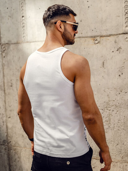 Bolf Herren Tank Top mit Motiv Weiß  14845