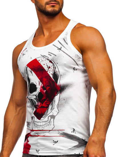 Bolf Herren Tank Top mit Motiv Weiß 14847