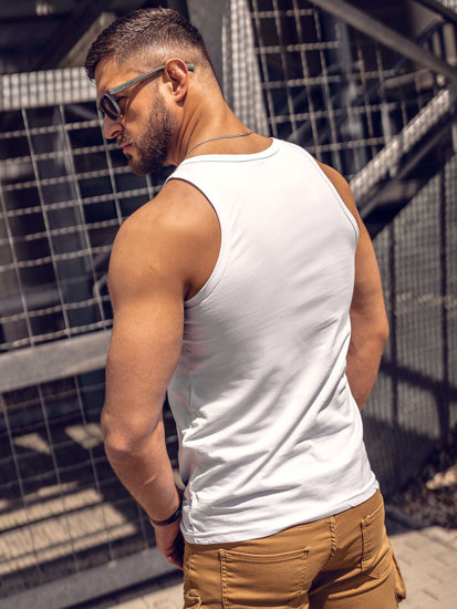 Bolf Herren Tank Top mit Motiv Weiß 14847A