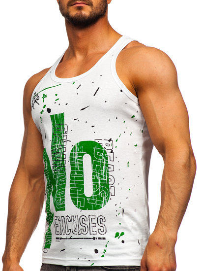 Bolf Herren Tank Top mit Motiv Weiß  14852