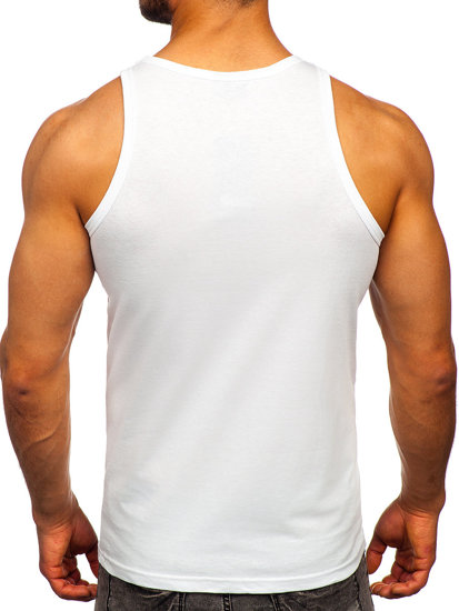 Bolf Herren Tank Top mit Motiv Weiß  14852