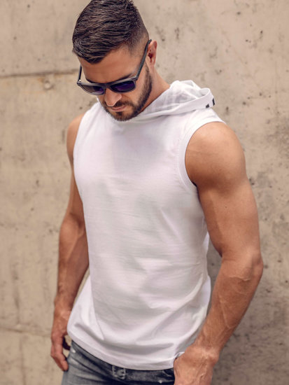 Bolf Herren Tank Top mit  Motiv Weiß  2537A