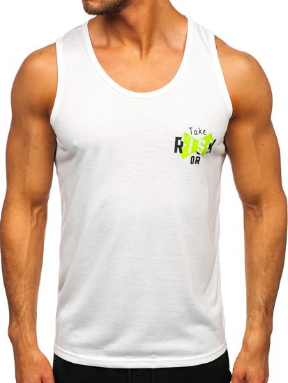 Bolf Herren Tank Top mit Motiv Weiß-Grün  HY818