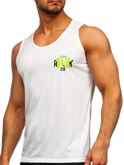 Bolf Herren Tank Top mit Motiv Weiß-Grün  HY818