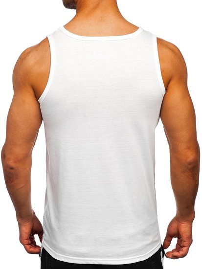 Bolf Herren Tank Top mit Motiv Weiß  HY812