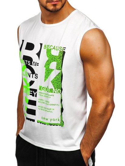 Bolf Herren Tank Top mit Motiv Weiß  KS2077