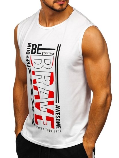 Bolf Herren Tank Top mit Motiv Weiß  KS2096