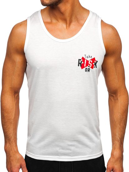 Bolf Herren Tank Top mit Motiv Weiß-Rot  HY818