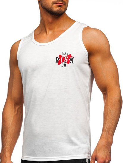 Bolf Herren Tank Top mit Motiv Weiß-Rot  HY818