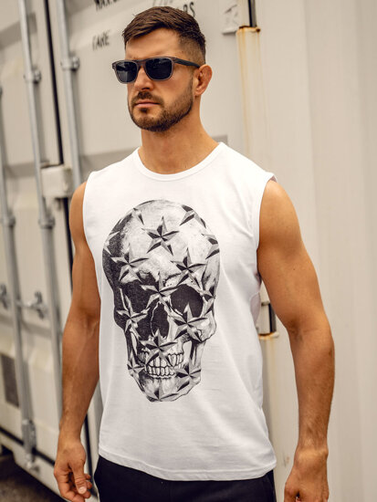 Bolf Herren Tank Top mit Motiv Weiß14817A