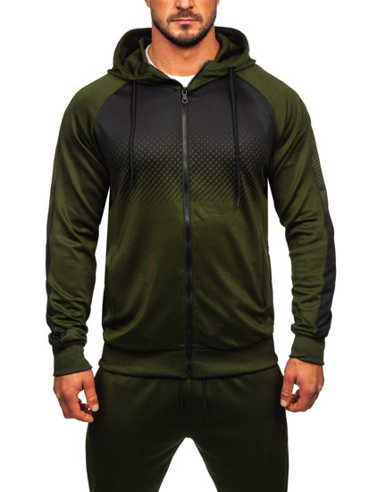 Bolf Herren Trainingsanzug mit Kapuze Khaki  27C8116