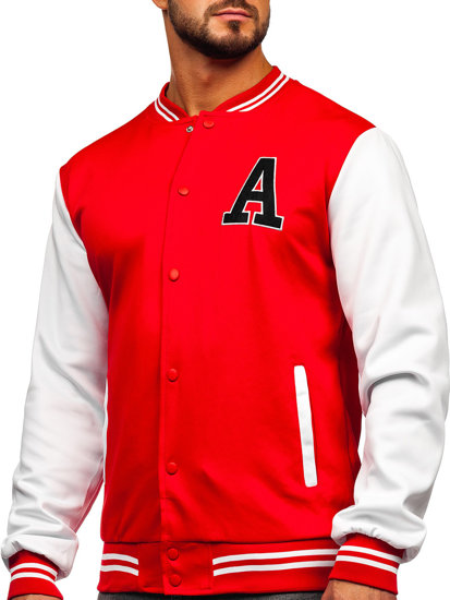 Bolf Herren Übergagsjacke Baseballjacke Collegejacke Bomberjacke Rot  8B1157